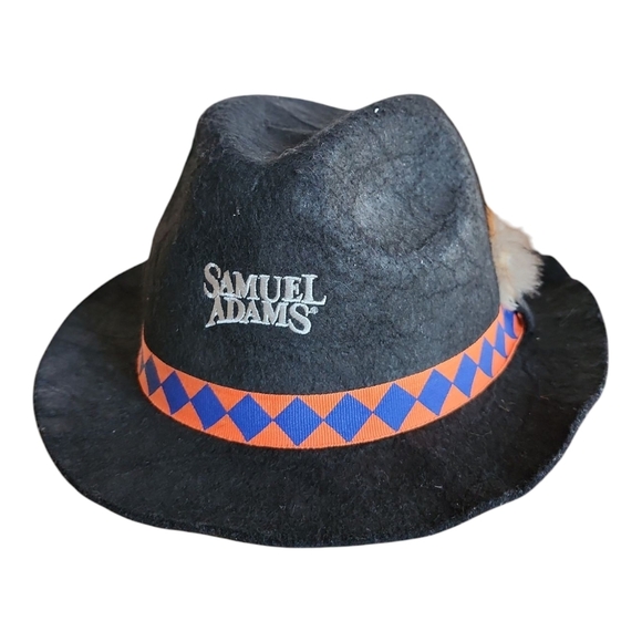 Samuel Adams Black Fedora Hat With Feather Felt - Picture 1 of 10